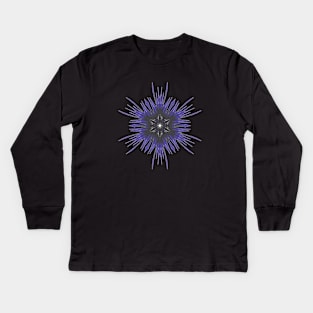 PurpleC Unique Purple Black White Colorful Abstract Mandala Kids Long Sleeve T-Shirt